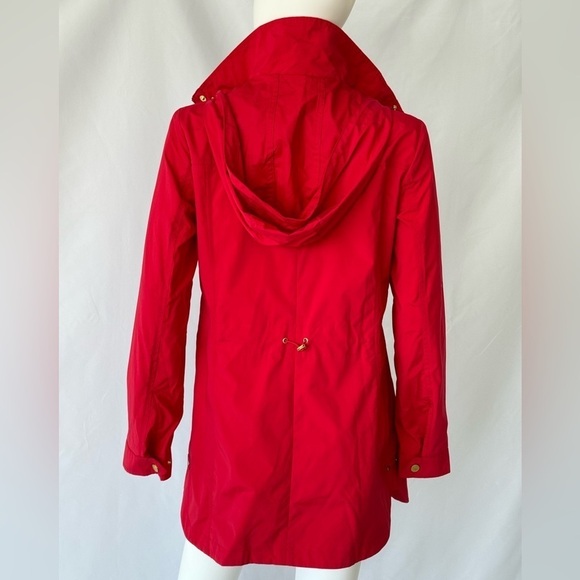 Cole Haan Women's Packable Mid Length Hooded Rain Jacket Red XS NWOT - Picture 6 of 15